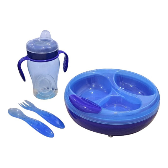 Set Combo Bebe Plato Térmico Antideslizante Cubierto Vaso 