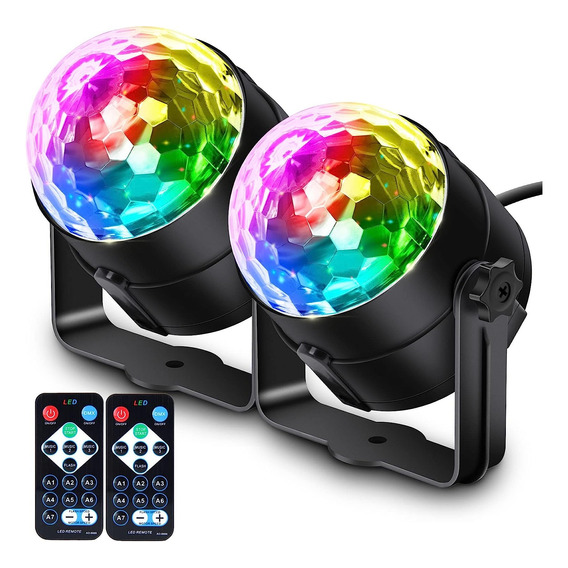 Bola Disco X2 Luz Ritmica Remoto 7 Modos Rgb Luces Fiesta Dj