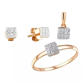 Conjunto Joias De Diamantes Ouro Rosa 14k Espumante Asb