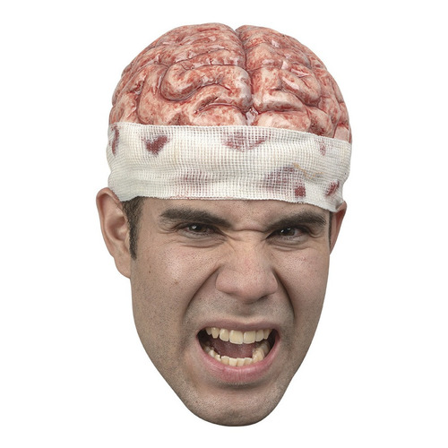 Mascara Casco Latex Cerebro Zombie Brain Cap Halloween Color Rosa