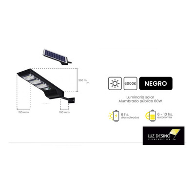 Reflector Solar Led Bio Exterior Con Soporte 60w Negro