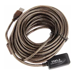 Extension Cable Usb Activo 10 Metros Blindado Sin Perdida Color Gris Oscuro