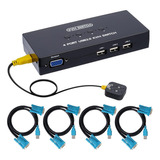 Conmutador Kvm Vga De 4 Puertos, Conmutador Kvm Vga Usb Para