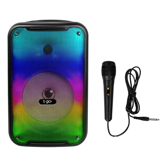 Parlante Portátil Bluetooth Potente Usb Fm Luces + Micrófono Karaoke Pendrive Mp3 Led Música Batería Recargable