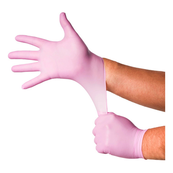 Guantes De Nitrilo Rosado 3,5gr Topsafe 100un 