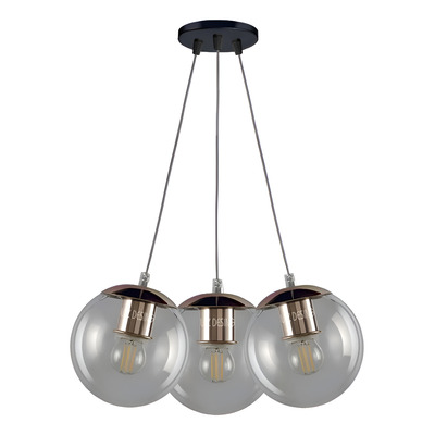 Colgante 3 Luces Globo 15cm Vidrio Transparente Cobre Cobre/trans