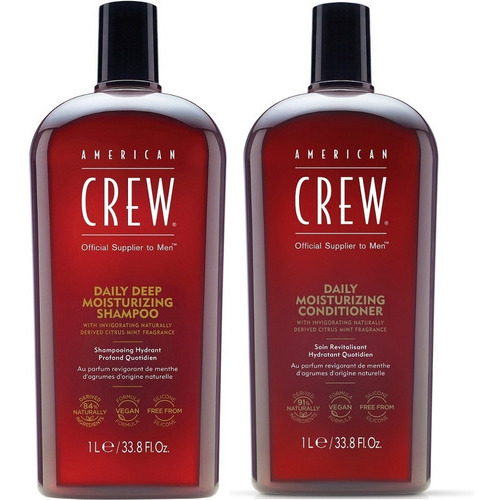  Shampoo Hidratante 1000ml + Acondicionador American Crew Men