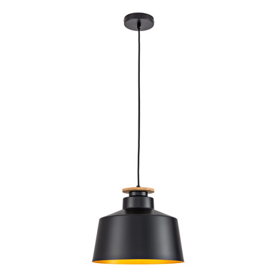 Lampara Colgante Moderno Negro Dorado E27 Madera M7201n Mks Negro