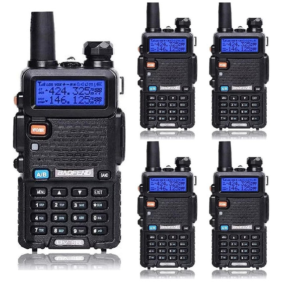 4 Radios Walkie Talkie Baofeng Uv5r Uhf/vhf 128 Canale 8km Bandas de frecuencia 25 | 12.5KHz Color Negro