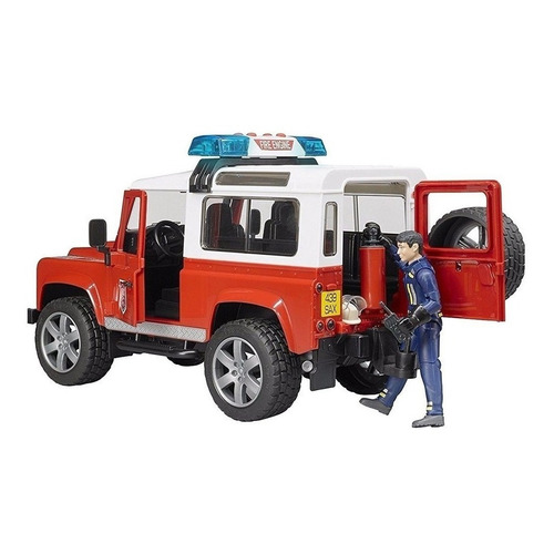 Juguetes Bruder Land Rover Defender Station Wagon Fire Dept Color Rojo