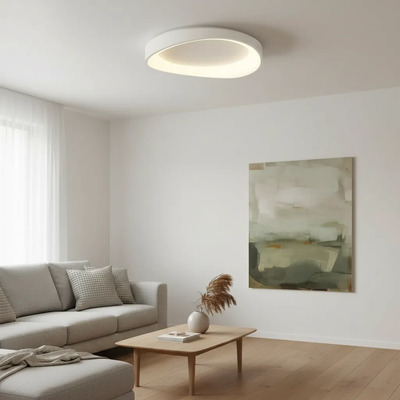 Plafon Moderno Noruega Led Cct Diseño Blanco 48w Blanco