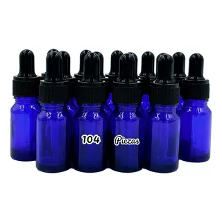 100 Goteros 10ml Vidrio Azul Rosca Negra Rayada/negro