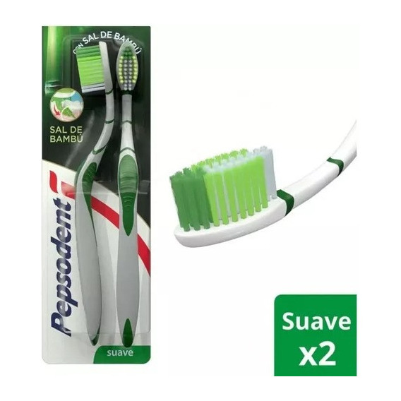 Cepillo Dental Pepsodent Con Sal De Bambú Suave 2 Un