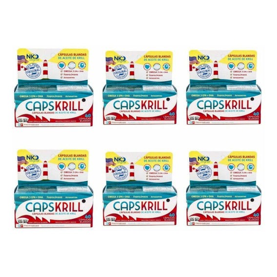 Suplemento en cápsulas blandas Framingham Pharma  Capskrill omega 3 sabor unflavor en caja 40 un pack x 6 u