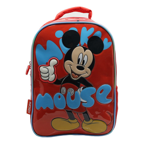 Mochila Escolar Mickey Mouse Amigos Disney Color Rojo Diseño de la tela Liso