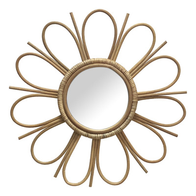 Espejo Circular Rattan Diseño 50cm Natural Rt05