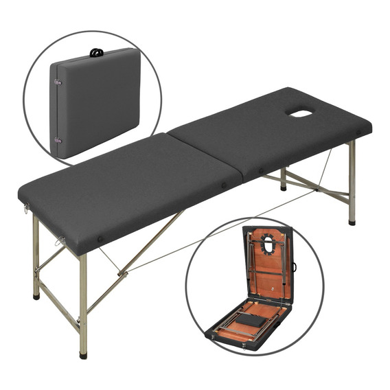 Cama Masaje Profesional Portatil Spa Reclinable Color Negro