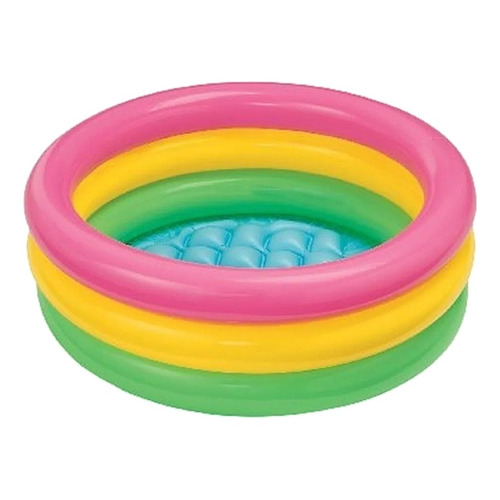 Alberca inflable redondo Intex Sunset Glow 57107 33L rosa y amarilla y verde caja