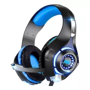 Auriculares Gamer Newvision Nw400 Negro Y Azul Con Luz Led