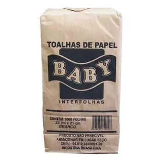 Papel Toalha Interfolha Baby 2d Branco 20cm X 21cm 1000 Folh