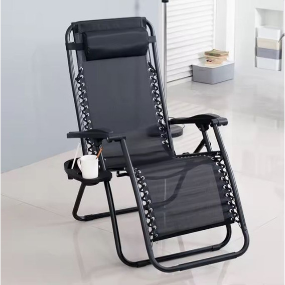 Silla Camastro Plegable Reclinable Gravedad Cero Jardin Color Negro