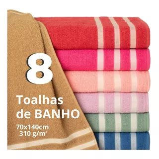 Kit 8 Toalhas De Banho 100% Algodão Macia Banhão  Atacado