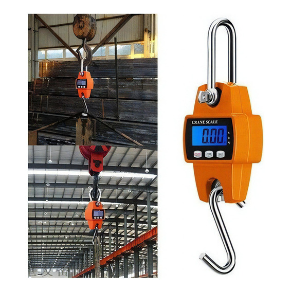 Báscula digital portátil industrial de 300 kg, LCD, color naranja