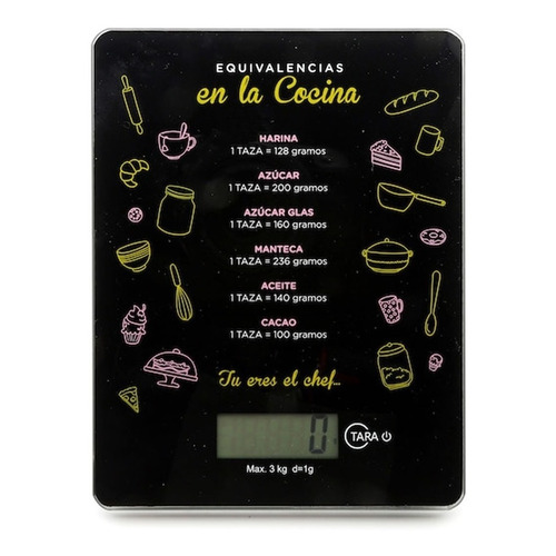 Balanza de cocina digital Femmto C02 pesa hasta 3kg negra