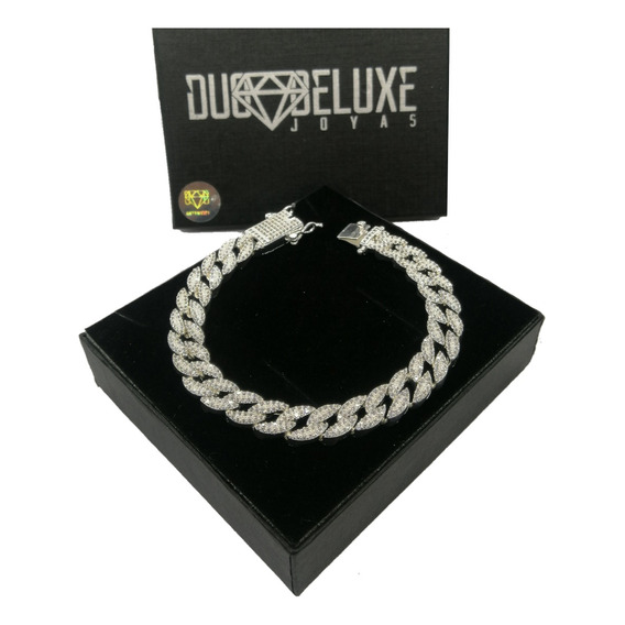 Pulsera Hombre Cubana Diamanta1 Plataley.925 Duodeluxejoyas®