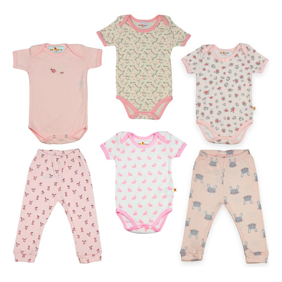 Set Bebé 4 Pañaleros 2 Pantalones Múltiples Estampados 