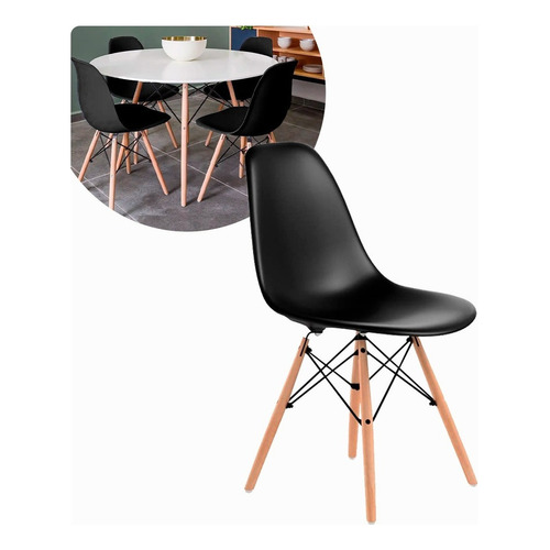 Silla Moderna Minimalista Madera Para Oficina Comedor Casa Color de la estructura de la silla Negro