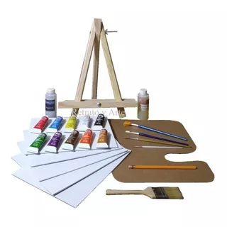 Kit Pintura Óleo Caballete Lienzos Manual Curso En Video