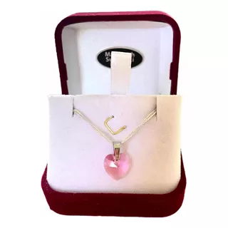 Colgante Cristal Corazon 10mm Plata 925 Pink