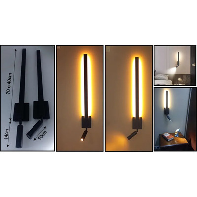 Aplique Led  Pared Duo Direccional Negro 40cm Pr  Negro