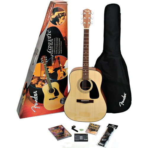 Pack Combo Guitarra Acústica + Accesorios Fender Dg8s Color Natural