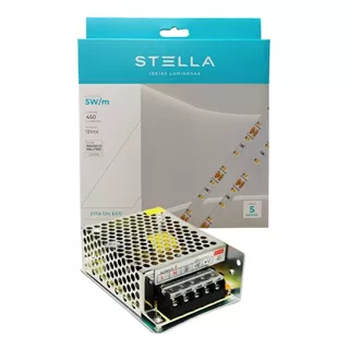 Fita Led Stella 5w/m Neutra 4000k Ip20 5 Metros C/ Fonte Cor Da Luz Branco-neutro Tensão De Operação 110/220 Bivolt 12 Volts