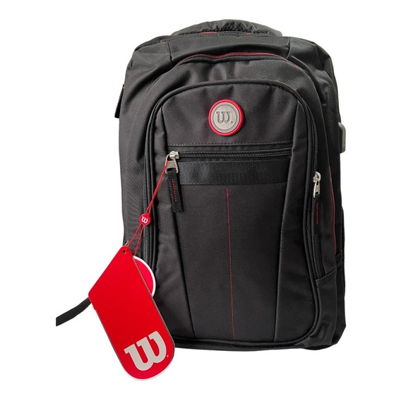 Morral Escolar Mochila Universitaria Wilson F Bolso Unisex Color Negro Diseño de la tela HuntJob