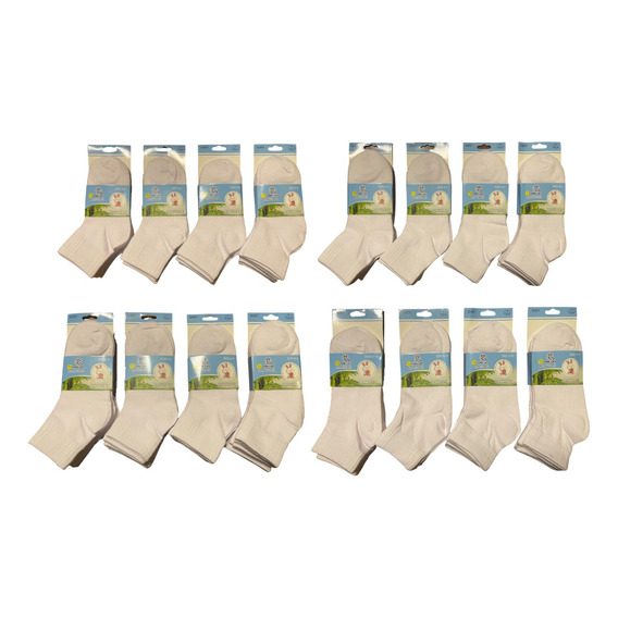 Pack 12 Calcetines Blancos Largo Unisex Niño(a) Qikun. Bambú