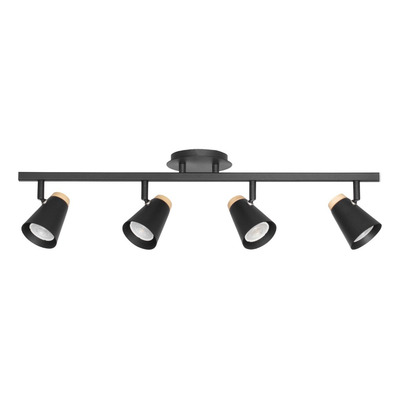 Aplique 2 Luces Eleanor Negro Con Madera Barral Apto Led Mks