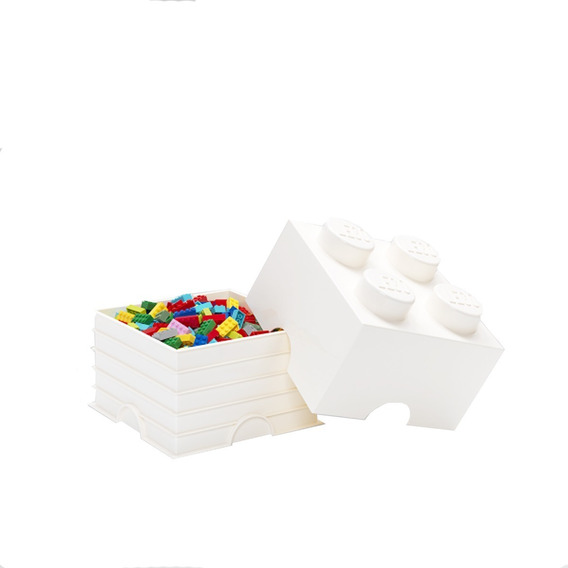 Lego Contenedor Canasto Apilable Organizador Storage Brick 4 Color White