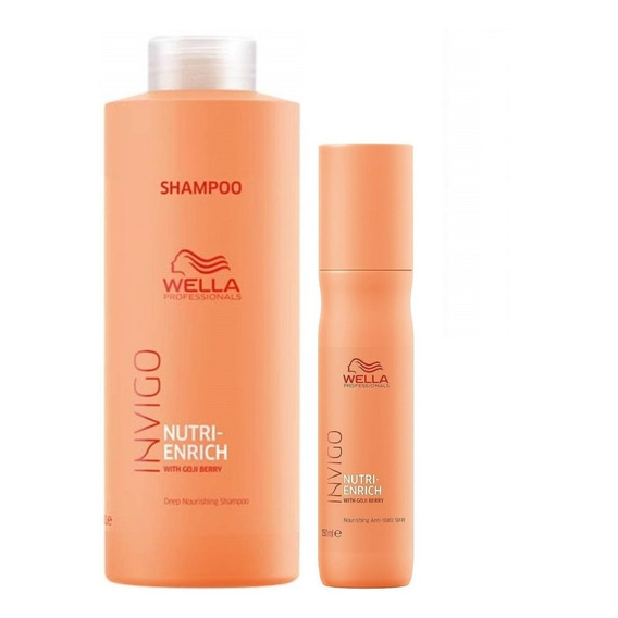 Shampoo 1000ml + Spray Anti Frizz Wella Invigo Nutri Enrich