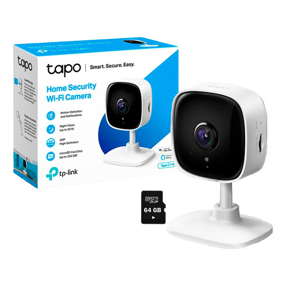 Cámara De Seguridad Wi-fi Tp-link Tapo C110 3mp + Sd 64gb