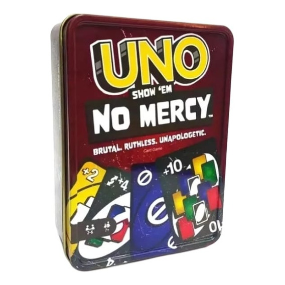 Mattel Uno No Mercy Juego +10 +6 Original Con Caja De Metal