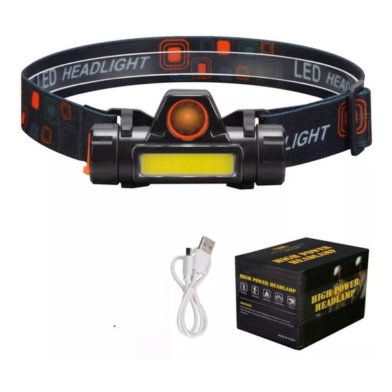 Linterna Minera Vincha Usb Recargable 2 Luces Led Camping