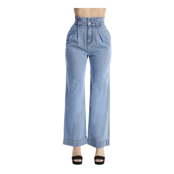 Pantalon Jeans Mom Tiro Alto Wide Leg Devendi