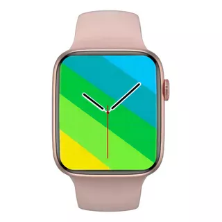 Smartwatch Reloj Compatible iPhone Samsung Xiaomi Qx7 Color De La Caja Rose Gold Color De La Malla Negro Diseño De La Malla Goma