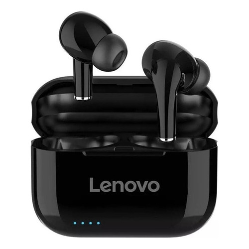 Auriculares in-ear gamer inalámbricos Lenovo LivePods LP1S negro con luz LED