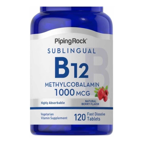 Vitamina B12 (sublingual) 1000 Mcg X 120 Caps. Piping Rock Sabor Neutro
