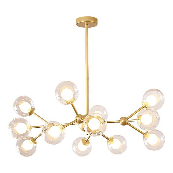 Lámpara Candil Gold Lujo Led Diseño Nórdico Moderno Benkel