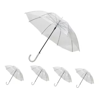 Kit 5 Guarda Chuva Transparente Adulto Sombrinha Reforçado